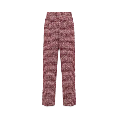 Dior x LEWIS HAMILTON Loose Pants Checkered Cotton and Wool Blend Tweed "Burgundy"