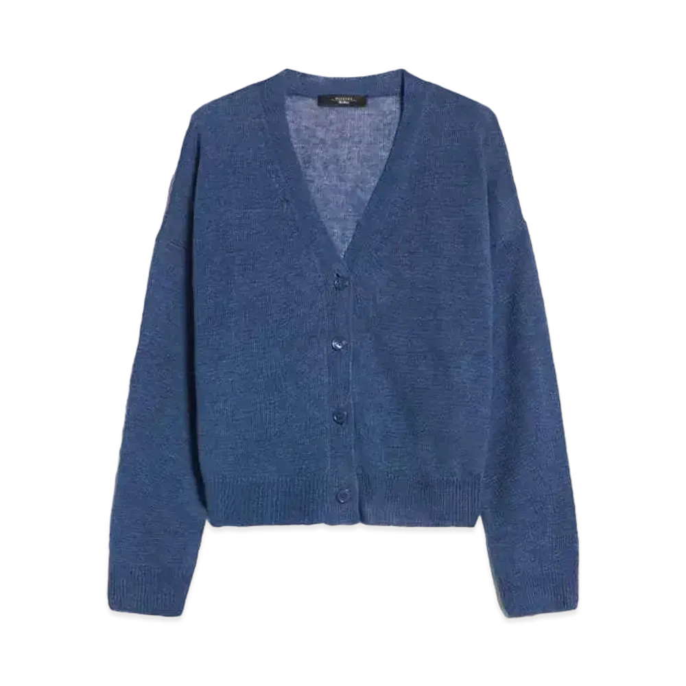 Max Mara Daniella Pure Linen Yarn Cardigan "Navy"