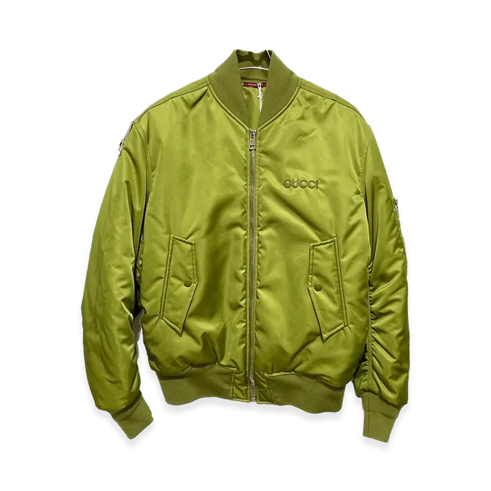 GUCCI Nylon Twill Bomber Jacket "Khaki"