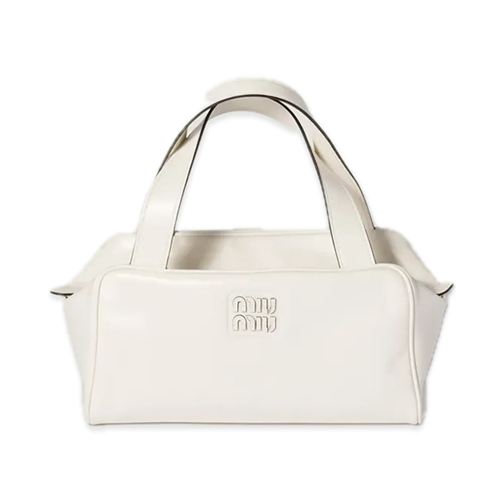 MIU MIU Leather Top Handle Bag "White"
