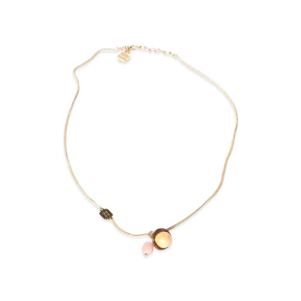 MIUMIU Metal Necklace "Gold/Moonstone"