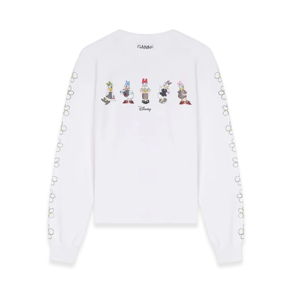 GANNI x Disney Daisy Duck White Long Sleeves T-Shirt "Bright White"