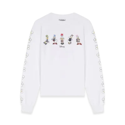 GANNI x Disney Daisy Duck White Long Sleeves T-Shirt "Bright White"