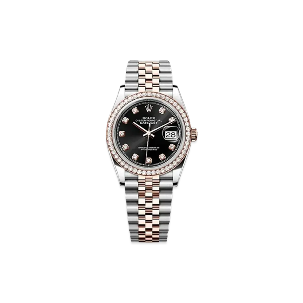 ROLEX Datejust 36mm Oystersteel & Everose Gold Diamond 126281RBR "Bright Black"