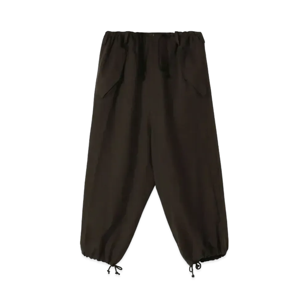 Yohji Yamamoto Y's SUPER120 SOFT VIYELLA FLAP STRING THICK PANTS "Khaki"