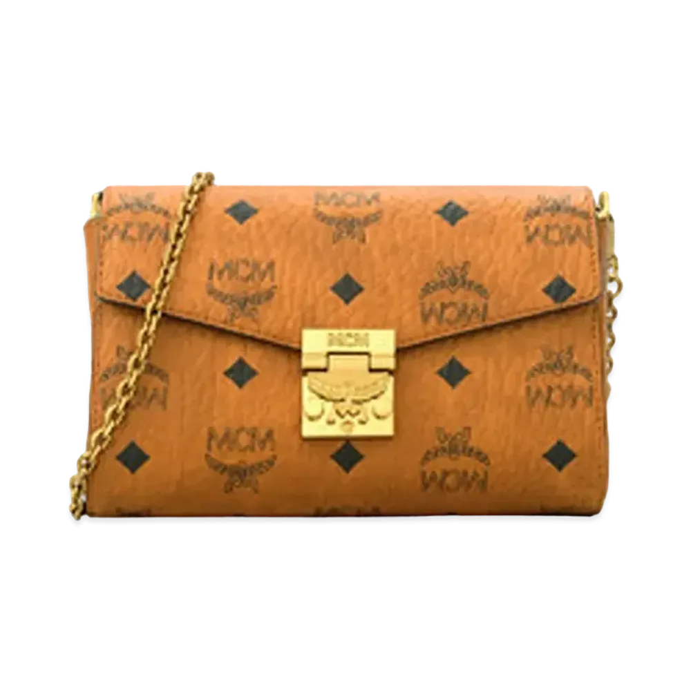 MCM Tracy Flap Crossbody in Visetos "Cognac"