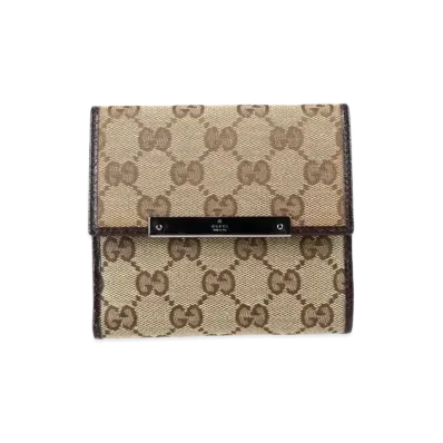 GUCCI GG Canvas Leather Wallet "Beige"