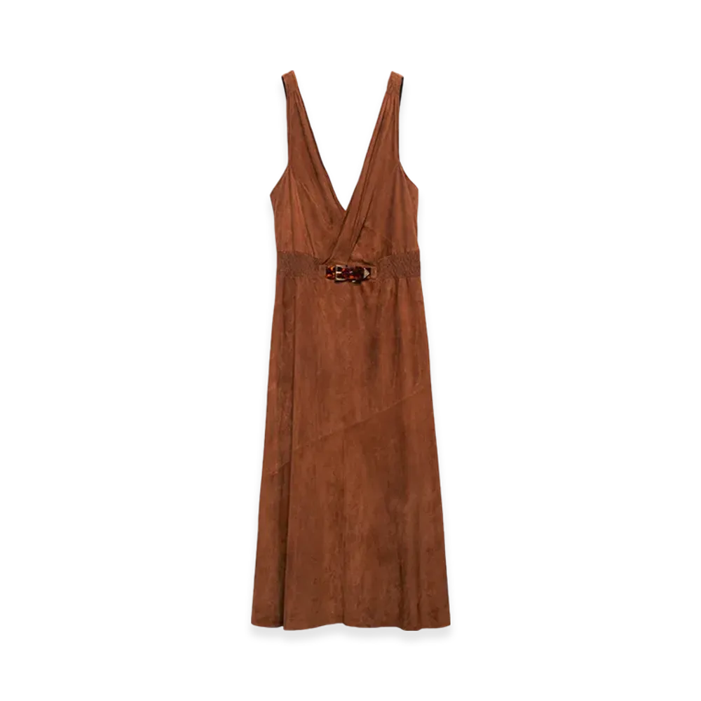 PRADA Women's Sleeveless Suede Dress "Palisander"