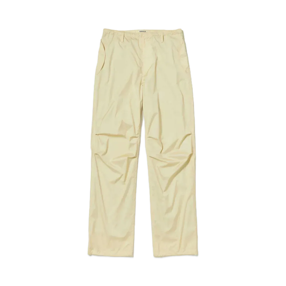 AURALEE Hard Twist Polyester Satin Laminate Field Pants "Light Beige"