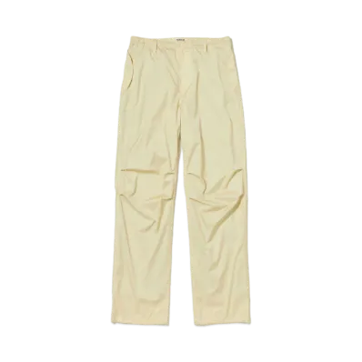 AURALEE Hard Twist Polyester Satin Laminate Field Pants "Light Beige"