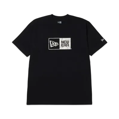 NEW ERA Short Sleeve Cotton T-Shirt Floral Paisley Box Logo Regular Fit "Black"