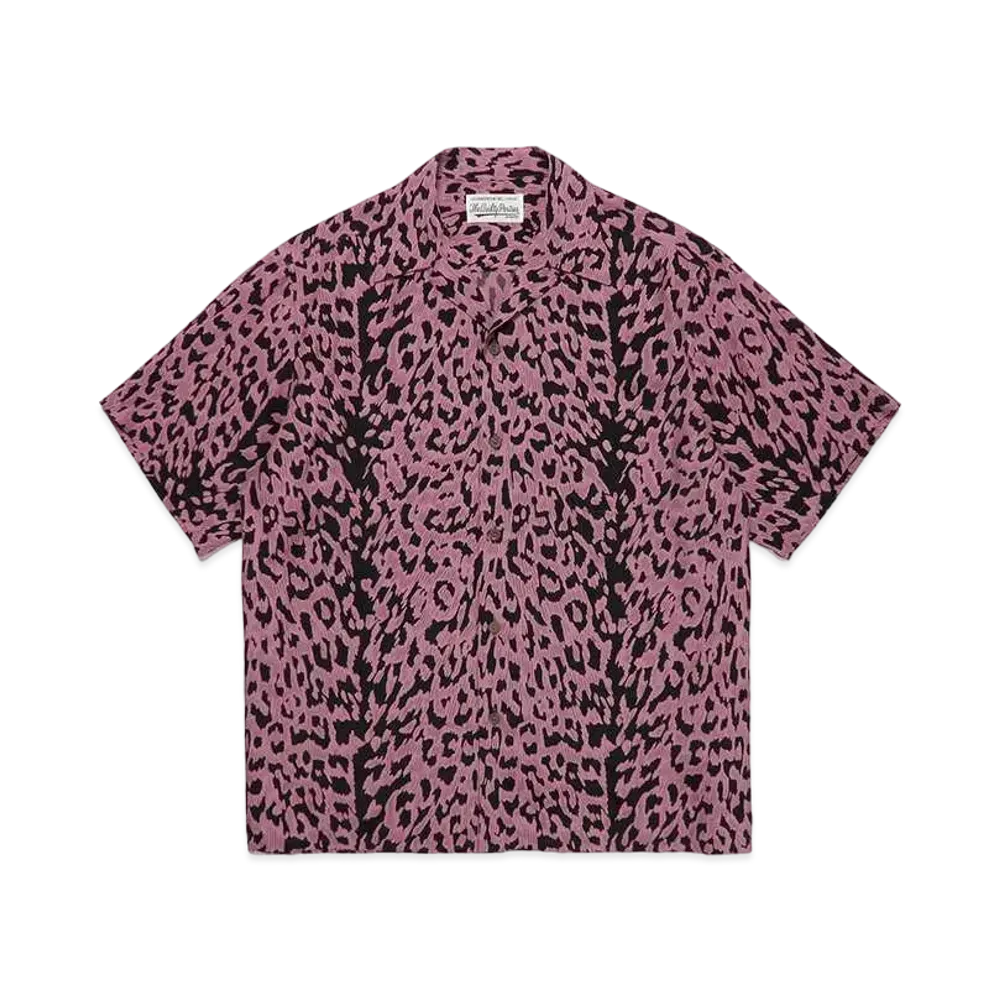 WACKO MARIA Leopard Open Collar Shirt "Burgundy"