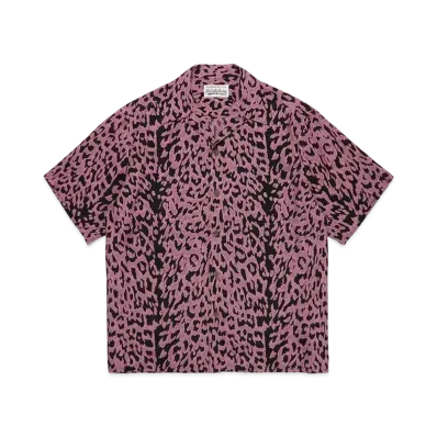 WACKO MARIA Leopard Open Collar Shirt "Burgundy"
