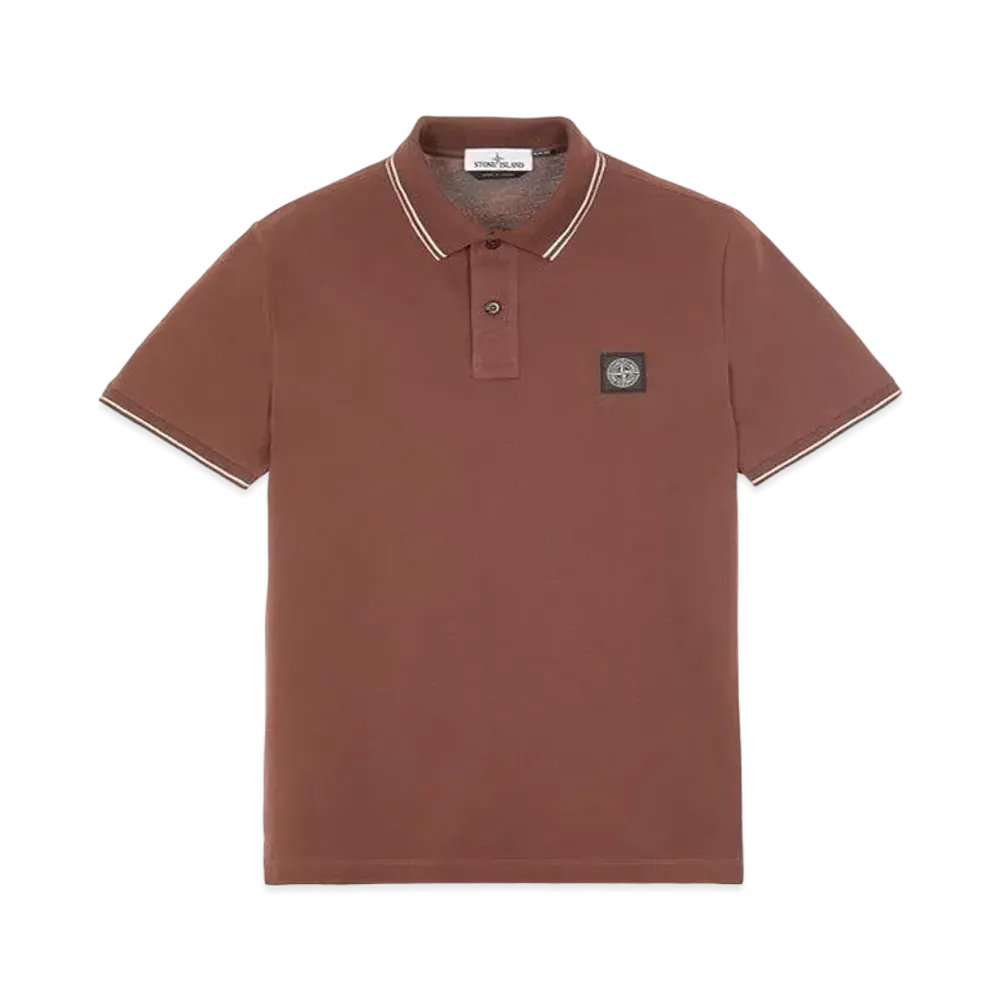 Stone Island 22S18 STRETCH COTTON PIQUE_SLIM FIT "Mahogany Brown"