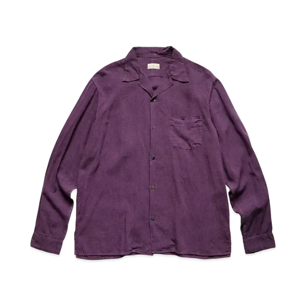 KAPITAL Soft Linen Open Collar Shirt "Purple"
