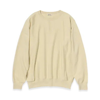 AURALEE Elastic High Gauge Sweat P/O "Ivory Beige"