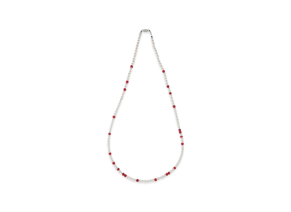 WIND AND SEA IVX Japan WDS Pearl & White Hearts Necklace "Red"