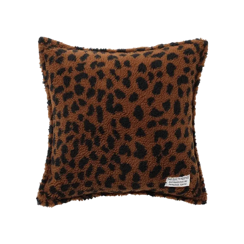 WACKO MARIA Leopard Boa Cushion "Brown"