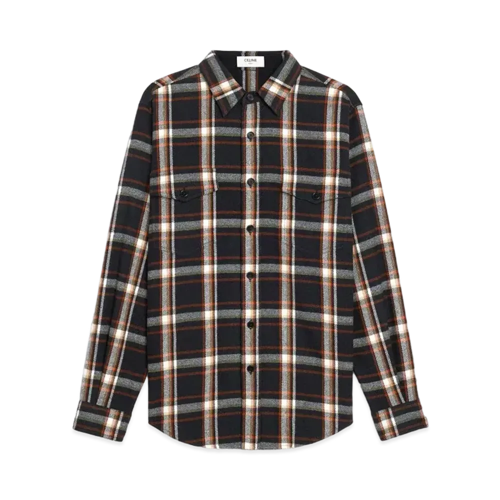CELINE Loose Shirt / Checked Wool Twill "Multicolor"