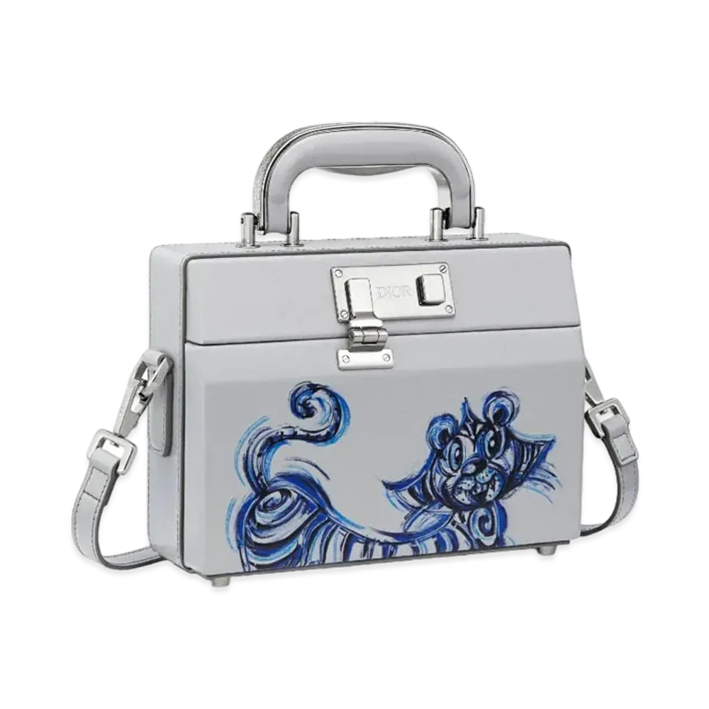Dior Lock Handbag Dior And Kenny Scharf Smooth Calfskin "Gray"