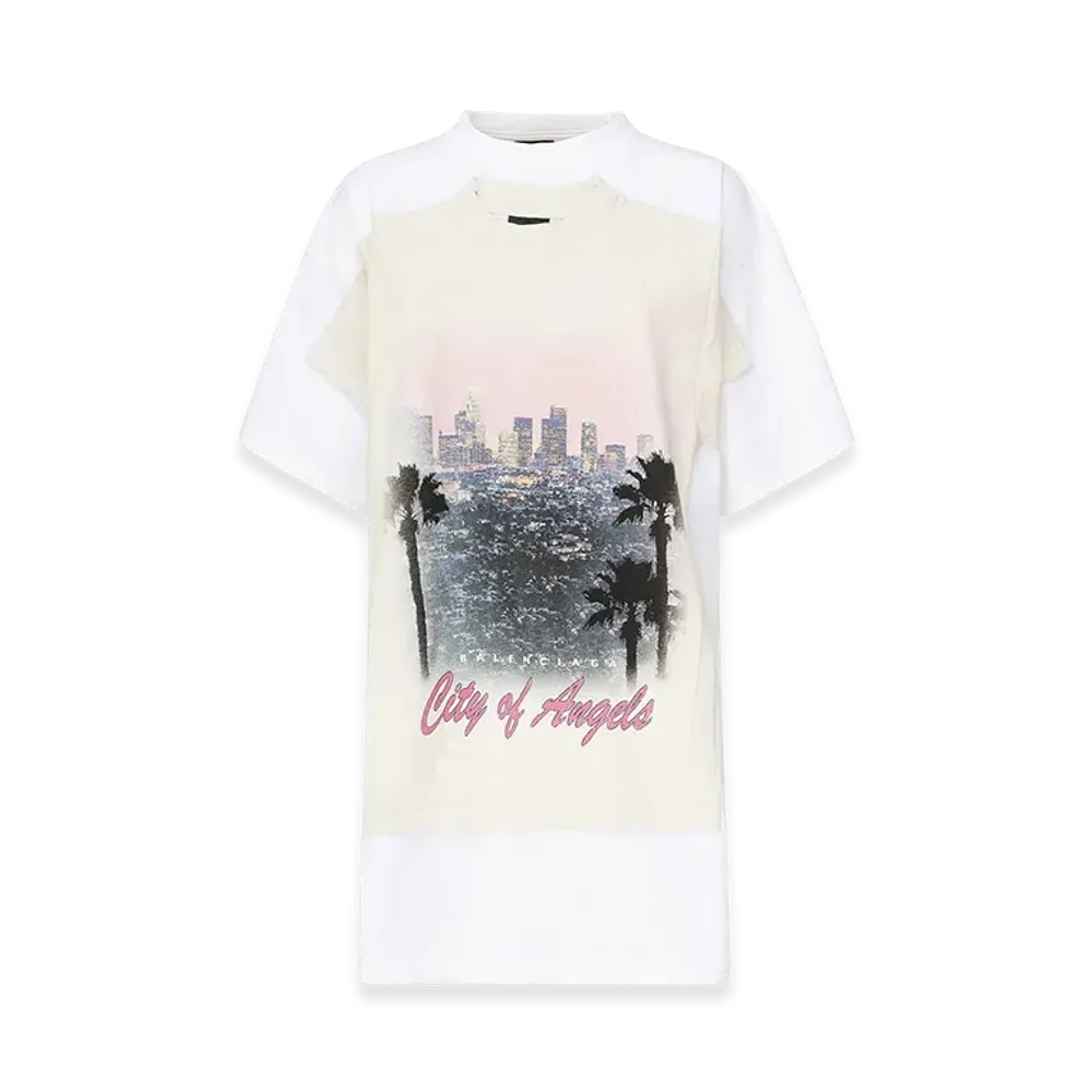BALENCIAGA Women's City Of Angels T-Shirt Dress "White"
