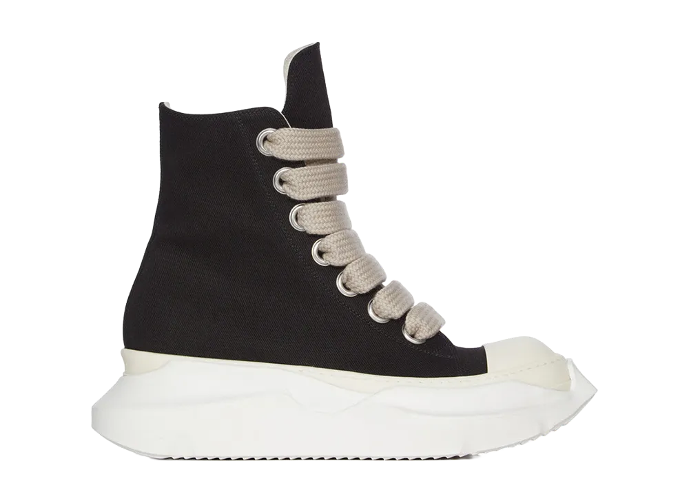 Rick Owens DRKSHDW FW26 Tower Jumbolace Abstract Sneaks 13oz Overdyed Denim "Black/Milk"