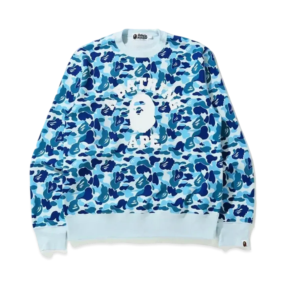 A BATHING APE ABC Camo College Wide Crewneck "Blue"