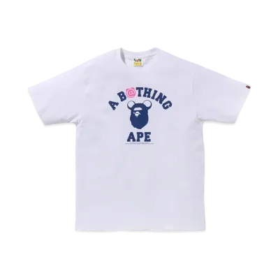 A BATHING APE x MEDICOM TOY Bear College Tee "White"