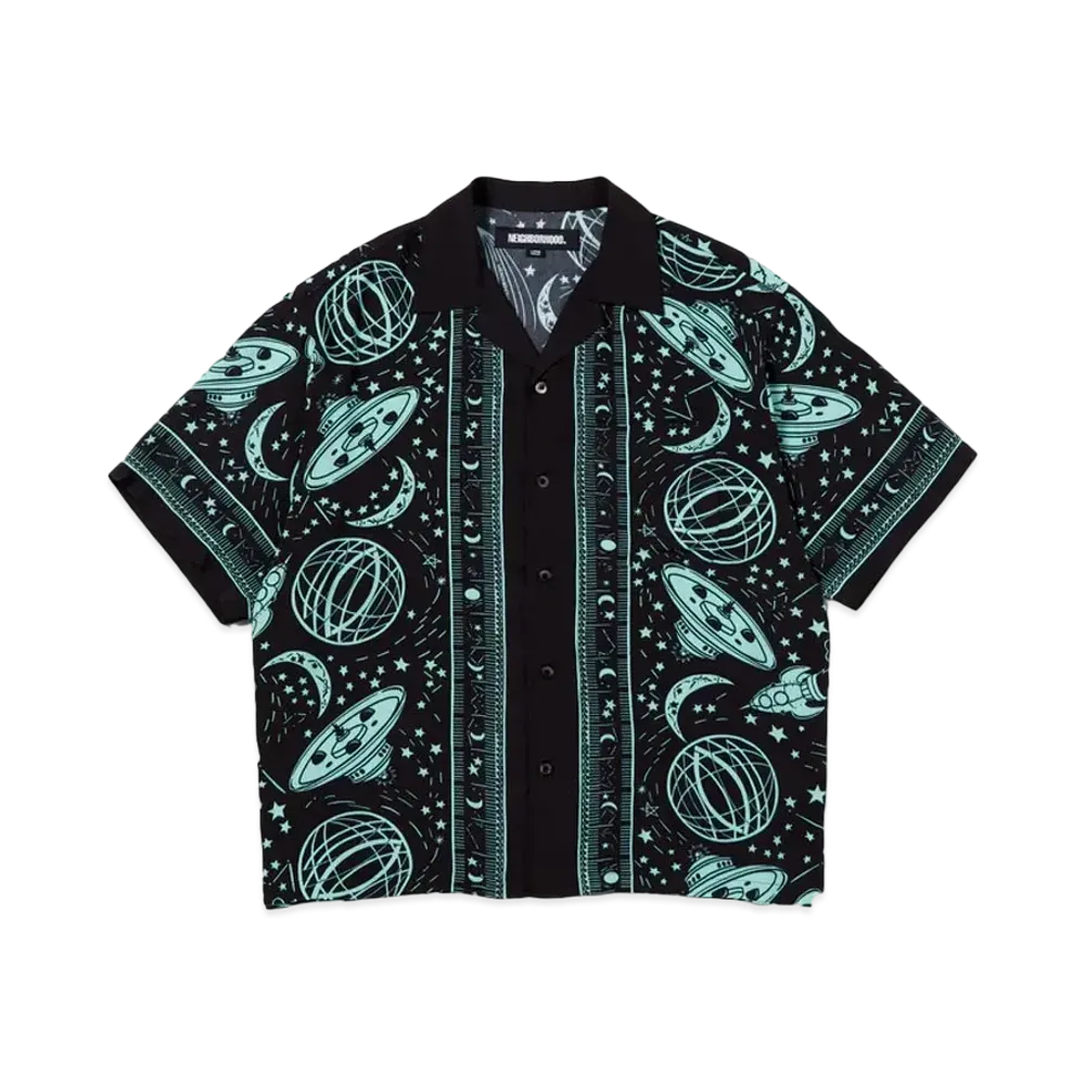 NEIGHBORHOOD Cosmic Hawaiian Shirt SS "Black x Mint"