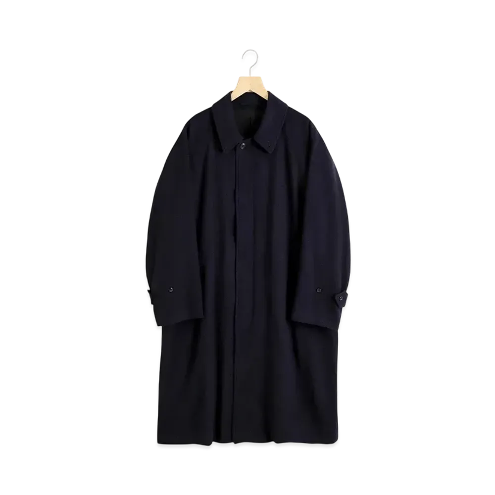 COMOLI Cashmere Bar Collar Coat "Navy"