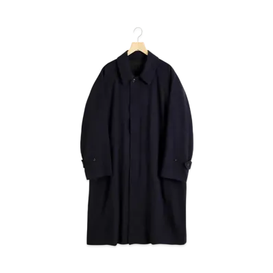 COMOLI Cashmere Bar Collar Coat "Navy"