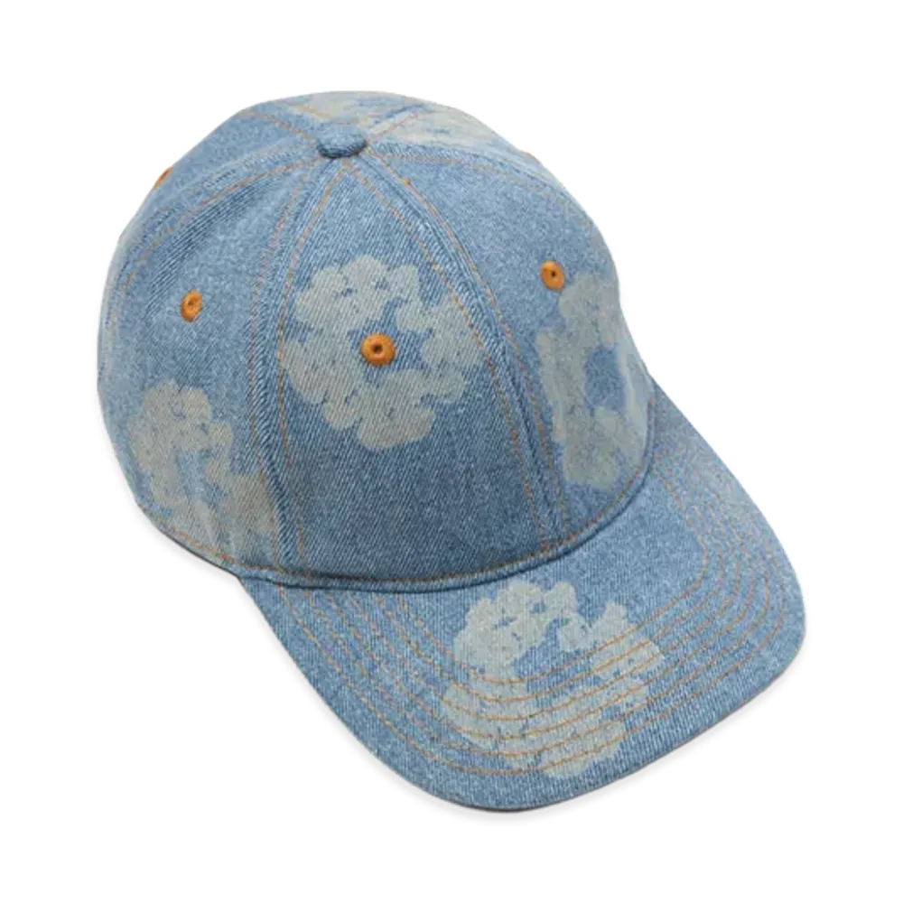DENIM TEARS Mono Cotton Wreath Raw Denim Cap "Light Wash"