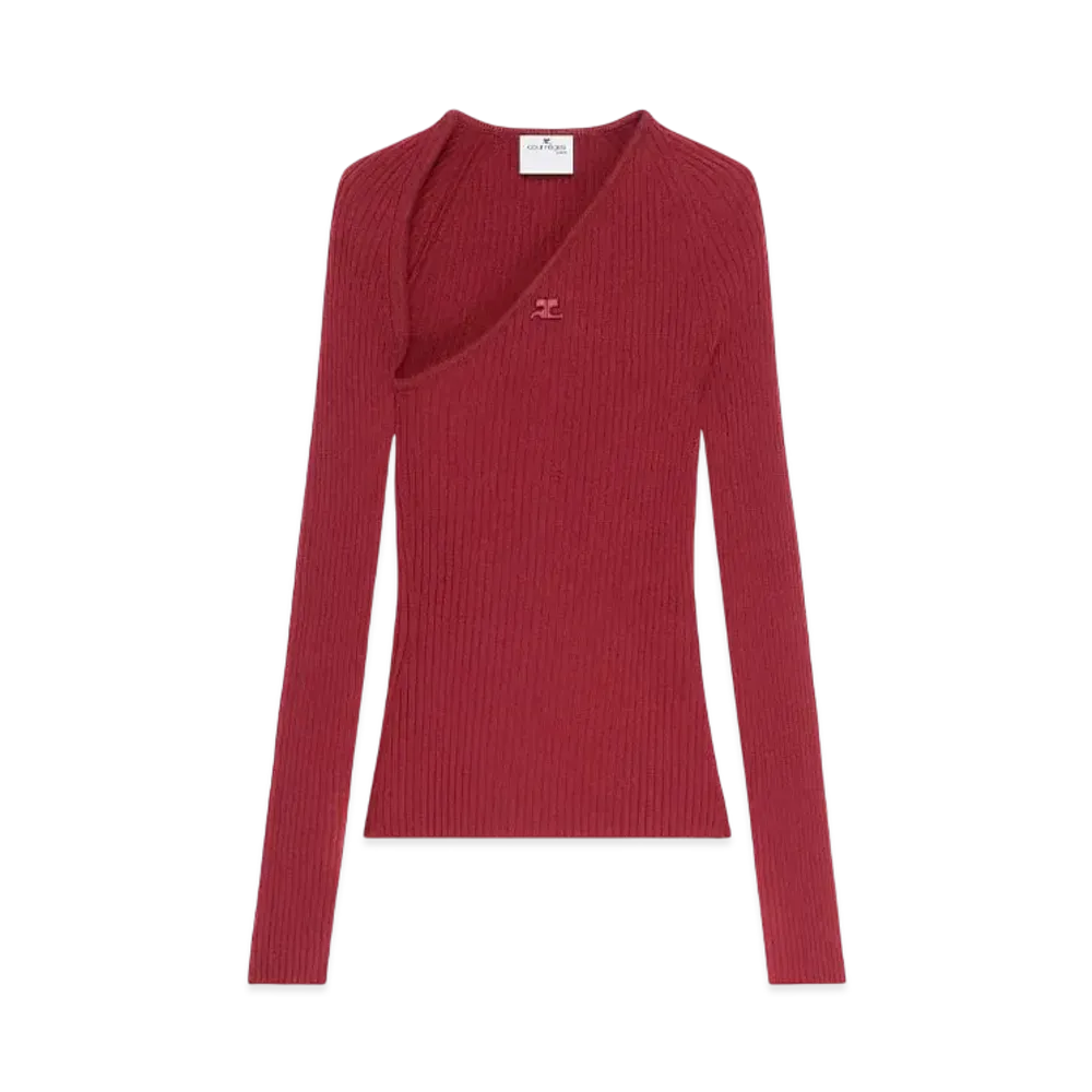 Courreges Slash Rib Knit Top "Grenat"