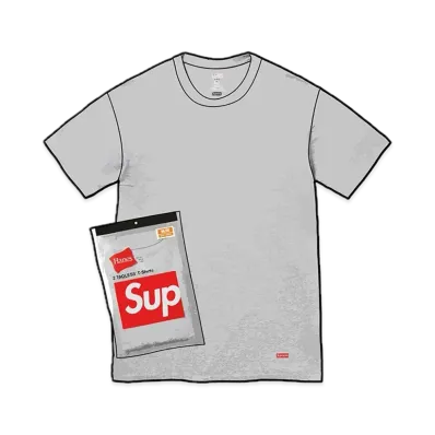 Supreme x Hanes Tagless Tees (2 Pack) "Heather Grey"