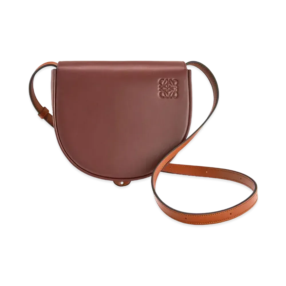 LOEWE Heel Duo Bag In Soft Natural Calfskin "Burgundy / Dark Tan"
