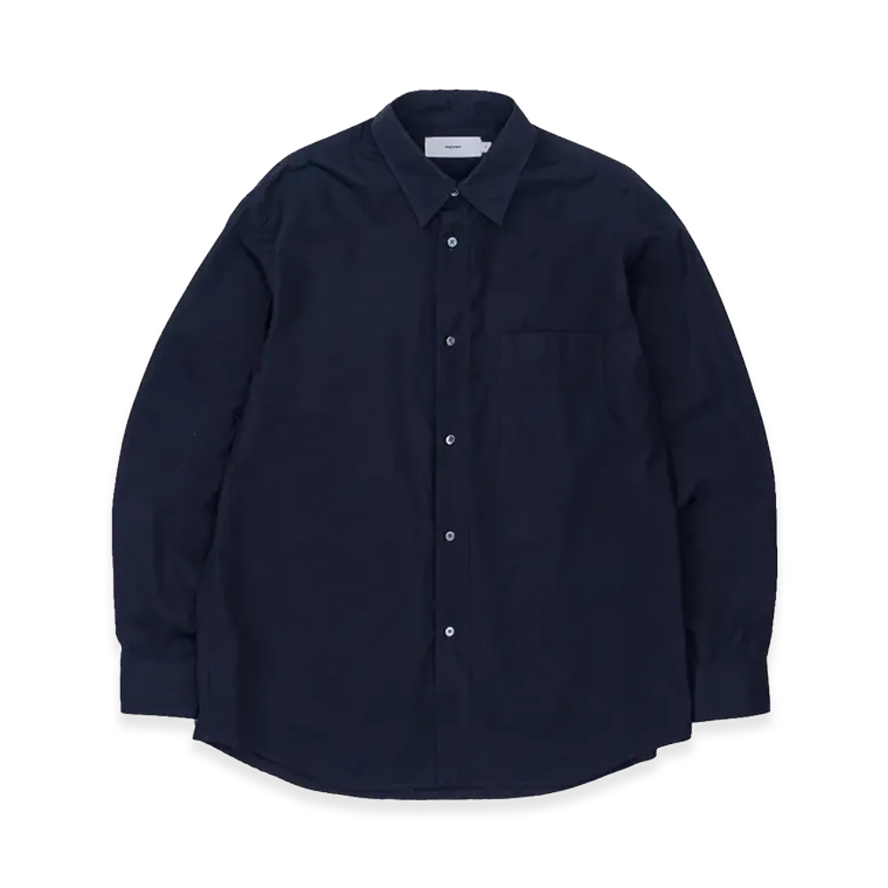 Graphpaper High Count Regular Collar Round Cut Oversized Shirt "Navy"