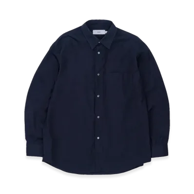 Graphpaper High Count Regular Collar Round Cut Oversized Shirt "Navy"