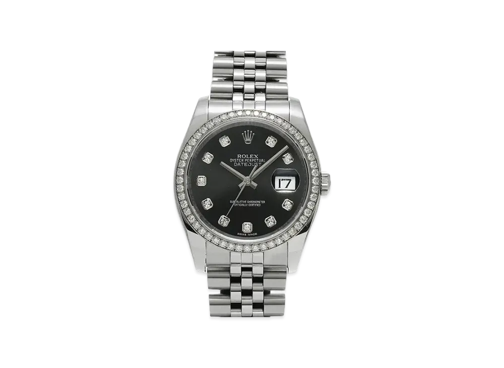 ROLEX Datejust 10P Diamonds "Black/Stainless Steel/White Gold"