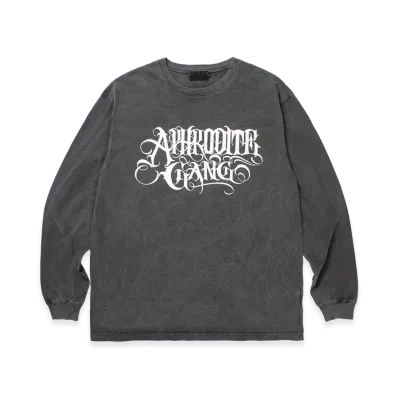 APHRODITEGANG Classic Logo Garment Dye L/S Tee "Black/White"
