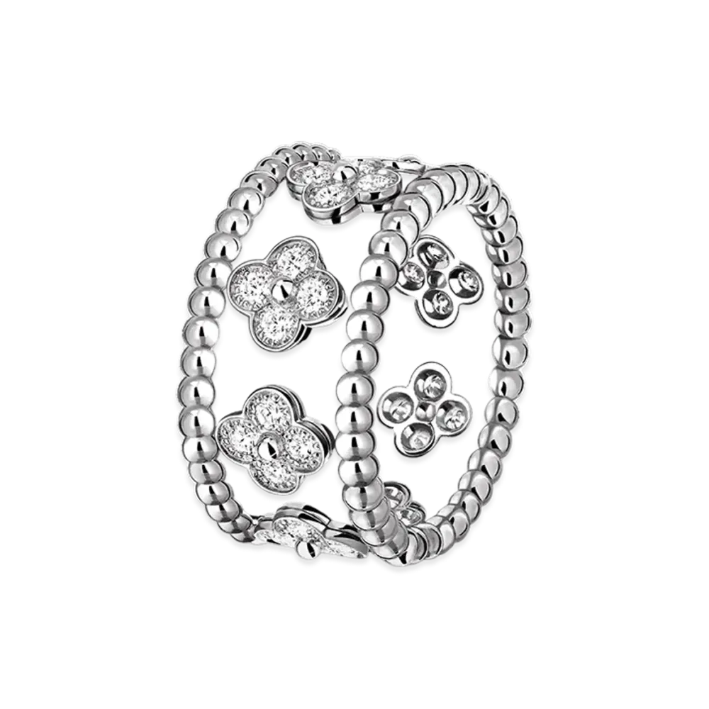 Van Cleef & Arpels Perlee clovers ring medium model "18K White gold/Diamond"