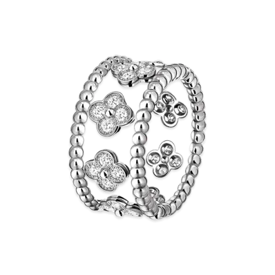 Van Cleef & Arpels Perlee clovers ring medium model "18K White gold/Diamond"