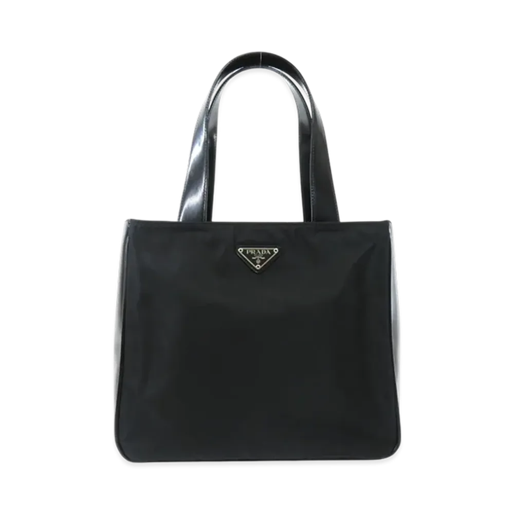 PRADA Logo Plate Tote Bag "Black"