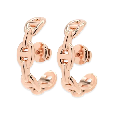 Hermes Chaine D'ancre Enchainee Earrings "Pink Gold"