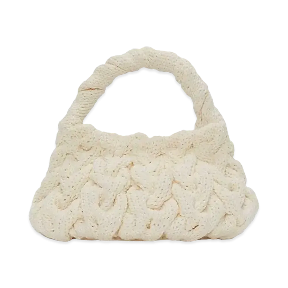 JW ANDERSON Cable Knit Top Handle Bag "White"