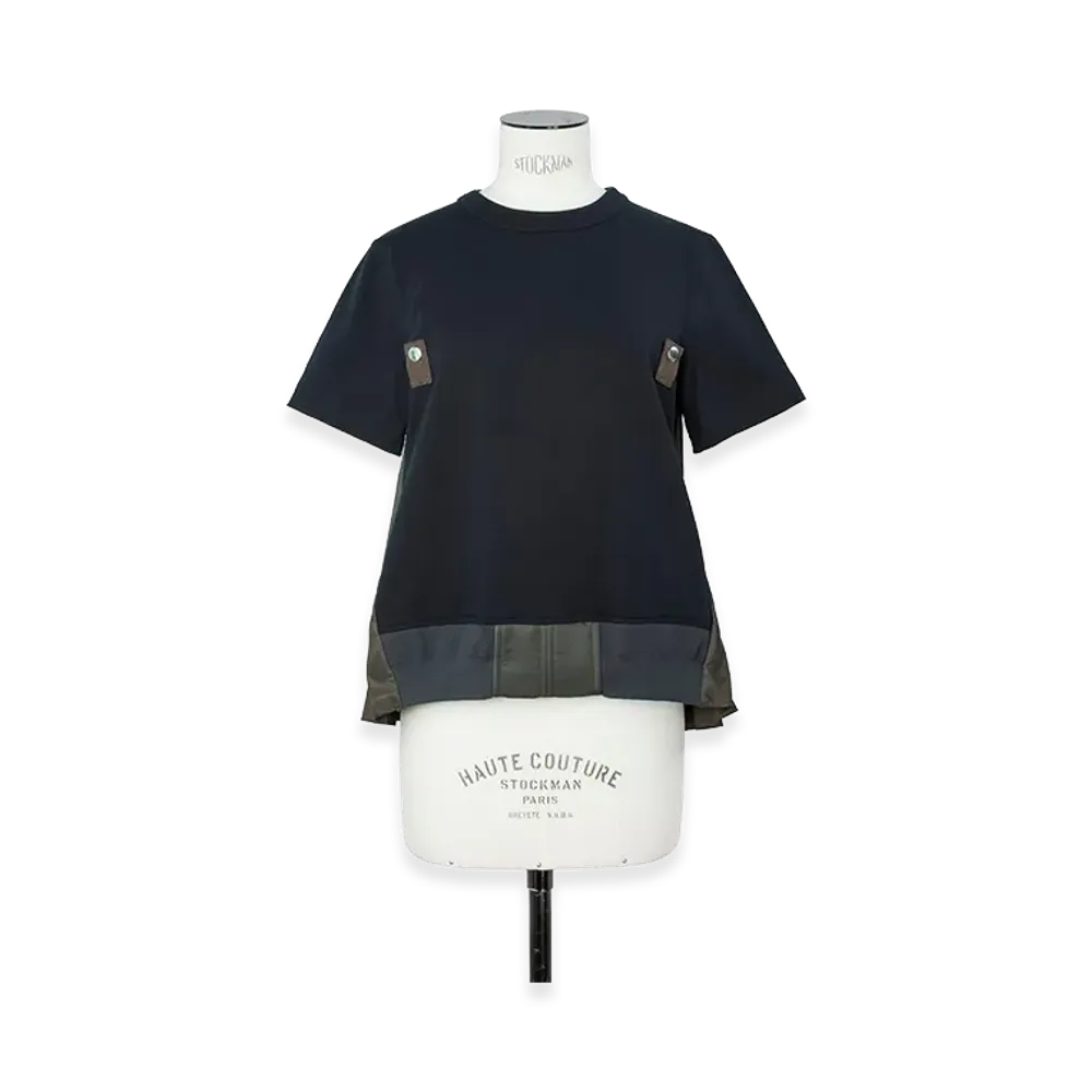 sacai Women's Nylon Twill x Cotton Jersey T-Shirt "Navy/Dark Khaki"