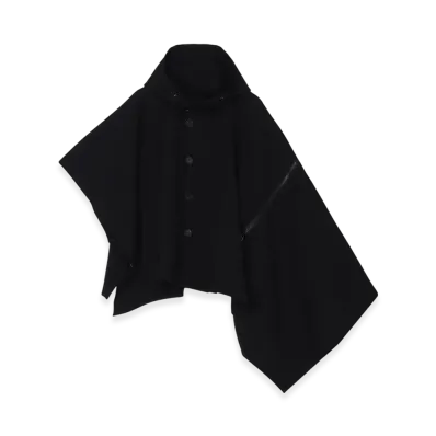 Yohji Yamamoto Gabardine Hodded Cape Coat "Black"