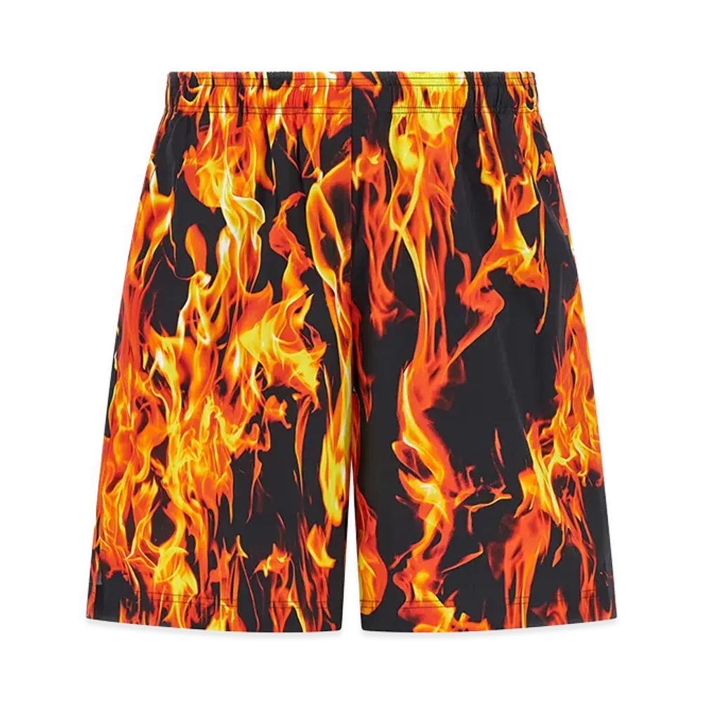 VETEMENTS Black & Orange Fire Bermuda Shorts "Multicolor"