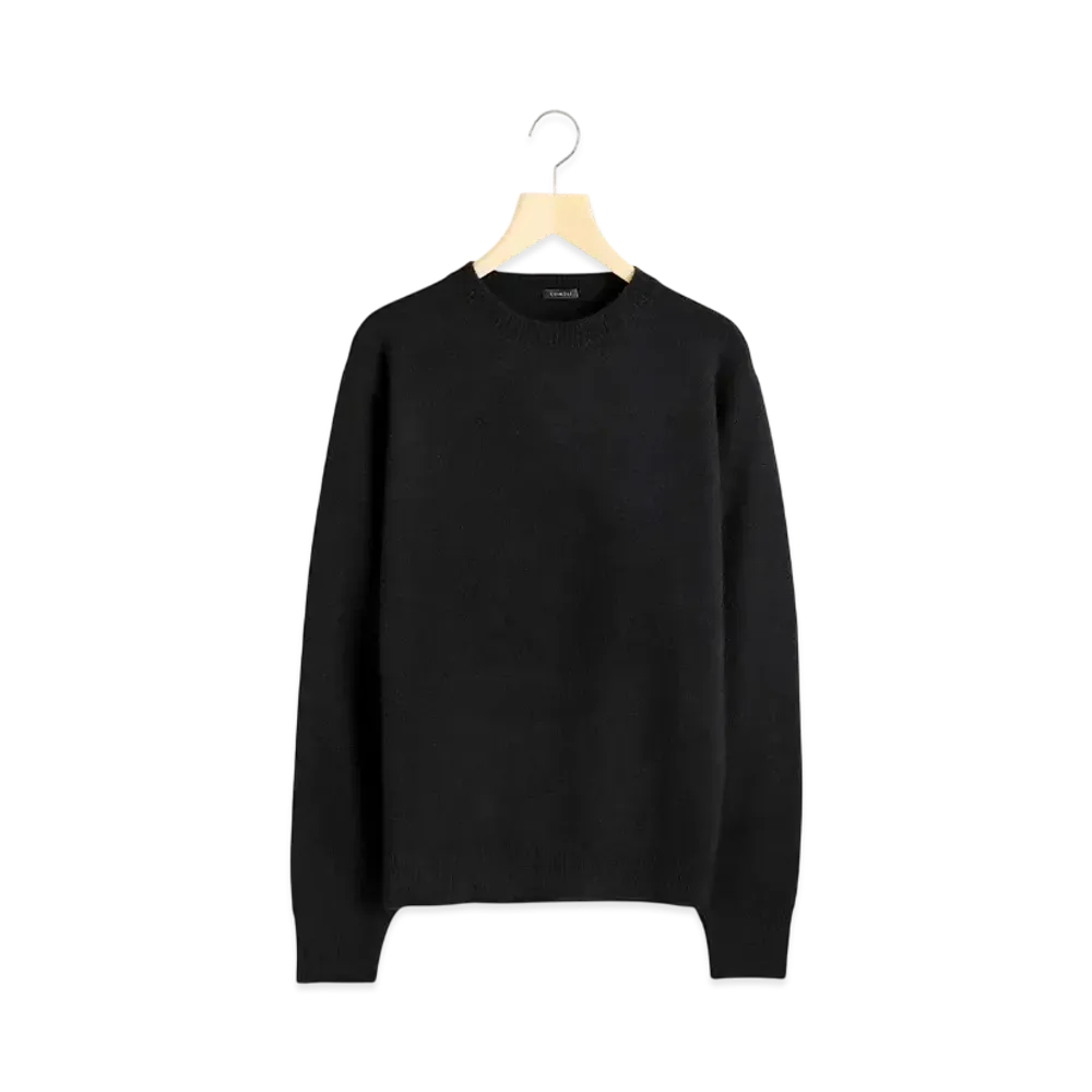 COMOLI Lambswool Crew Neck Knit "Black"