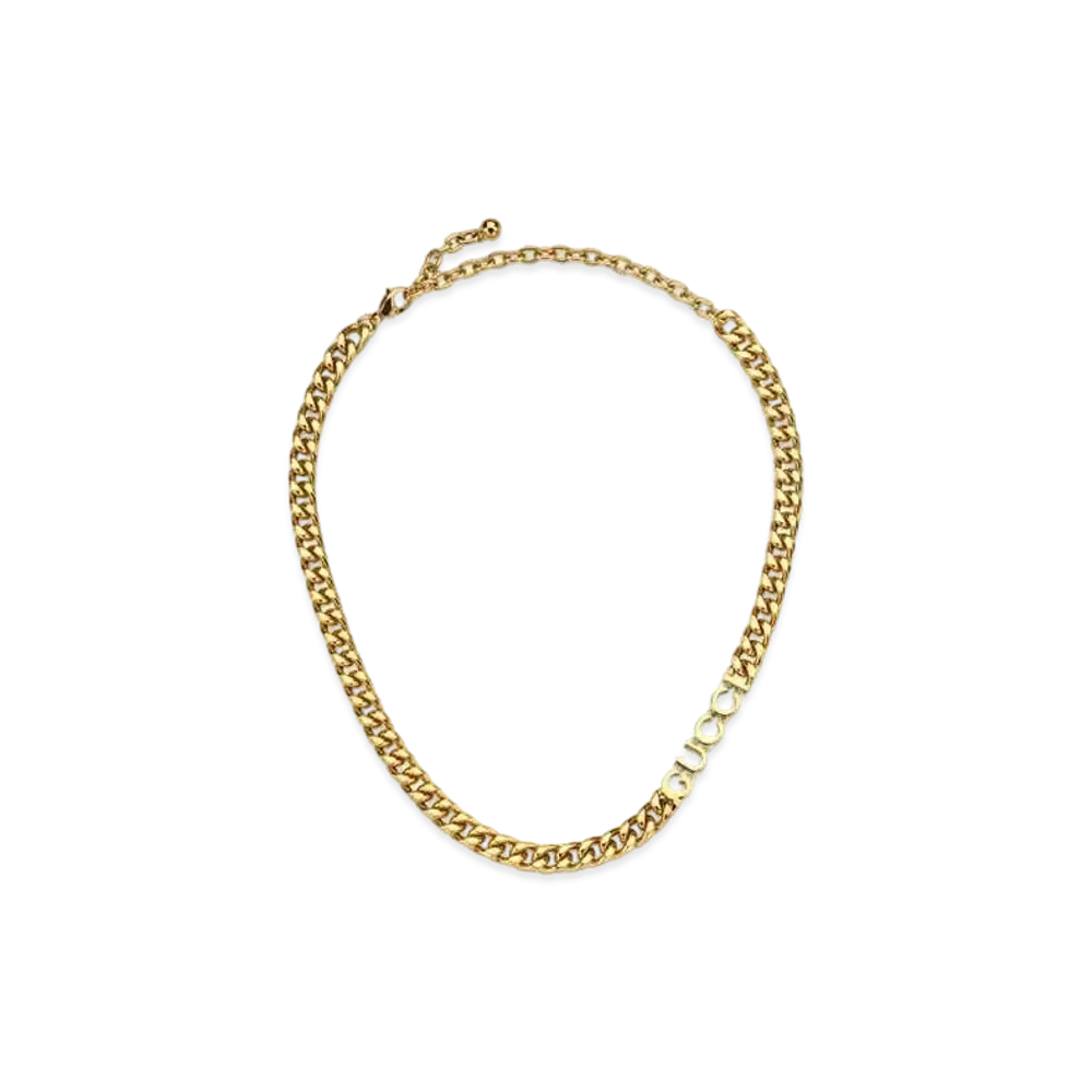 GUCCI Chain Necklace With Gucci Script "Yellow Gold"
