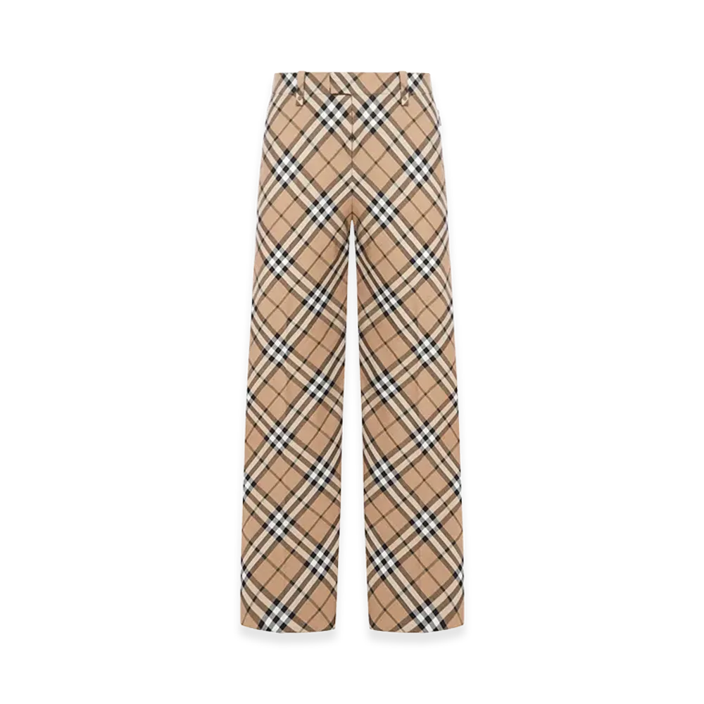 Burberry Checked Wool Blend Tailored Trousers "Nude&Neutrals"
